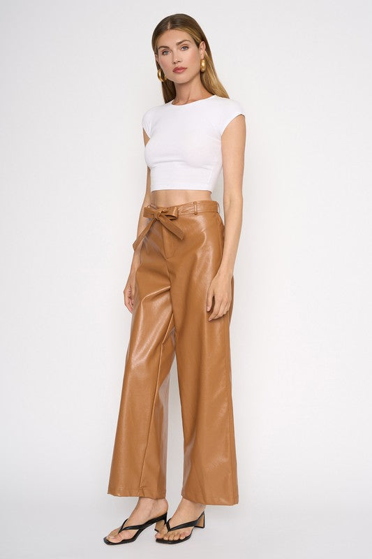 Faux Leather Wide Leg Trouser