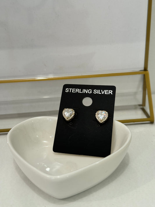 Sterling silver gold plated heart earrings
