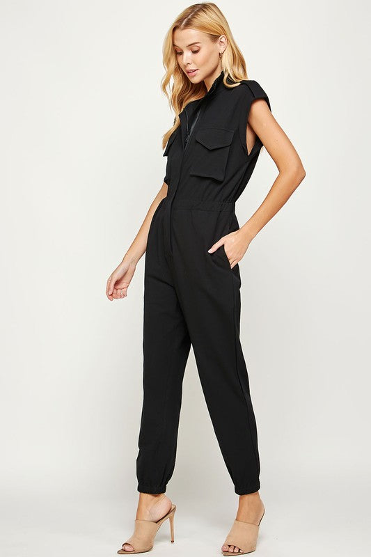 Mock Neck Sleeveless jogger jumpsuit