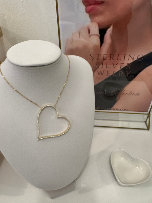 Sterling silver Gold plated Big Heqrt necklace