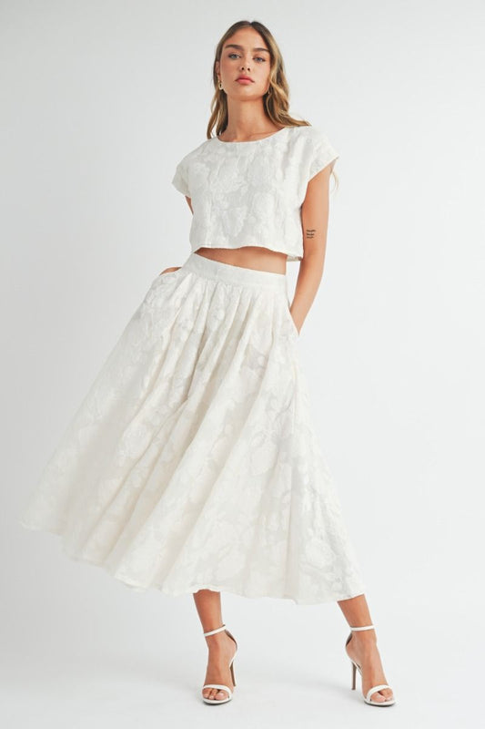 MÍA SET | PERFECT CROP TOP AND MIDI SKIRT SET - CREAM